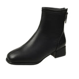 Plus Size 43 Square Toe Ankle Boots Women Winter Plush Warm Zipper Mid Tthick Heel Chelsea Boot Elegant Office Shoes Botas Mujer