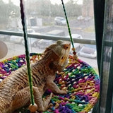 Reptile Hammock Hand Woven Strong Load-bearing Gecko Lizard Swing Toy Round Bearded Dragon Swing Hanging Bed Cage Accessories