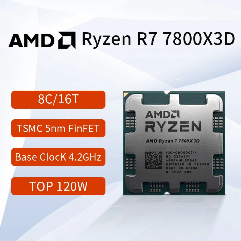 AMD RYZEN™ 7 7800X3D Brand New CPU Gaming Processor 8-Core 16-Thread 5NM 96M Socket AM5 Without Fan New Arrival Game Cache Hot