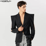 Men Blazer Solid Lapel Long Sleeve One Button Streetwear Irregular Suits Men Hollow Out 2023 Fashion Thin Coats S-5XL INCERUN