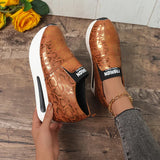 Leopard Print Loafers Shoes Women 2024 Spring Slip-On Hidden Heels Sneakers Woman Pu Leather Chunky Platform Sports Shoes Ladies