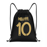 Mbappes Soccer Drawstring Backpack Women Men Sport Gym Sackpack Foldable French KM Football Shopping Bag Sack