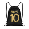 Mbappes Soccer Drawstring Backpack Women Men Sport Gym Sackpack Foldable French KM Football Shopping Bag Sack