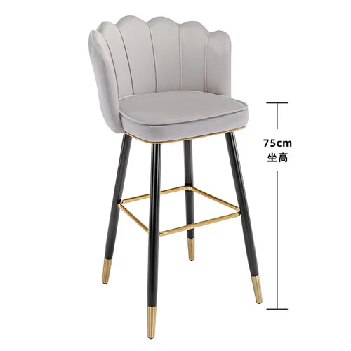 Leather High Bar Chair Modern Nordic Luxury Blue Minimalist Dining Chairs Metal Design Banqueta Giratria Furniture Bar Chair