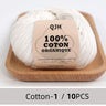 QJH 10PCS 100% Organic Cotton Yarn Pure/Mixed Color Yarn, Knitting Yarn - Crochet Yarn Soft 10 Strands Hank Yarn Machine Washabl