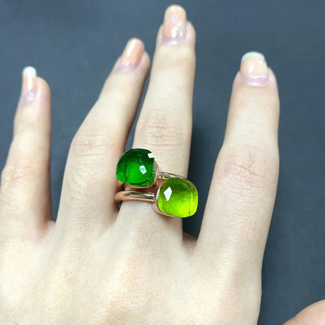 2Pcs/Set Pomellato Ring Stacked  Mix Color Crystal Ring 30Colors Candy Style Ring Jewelry Birthday Gift For Women