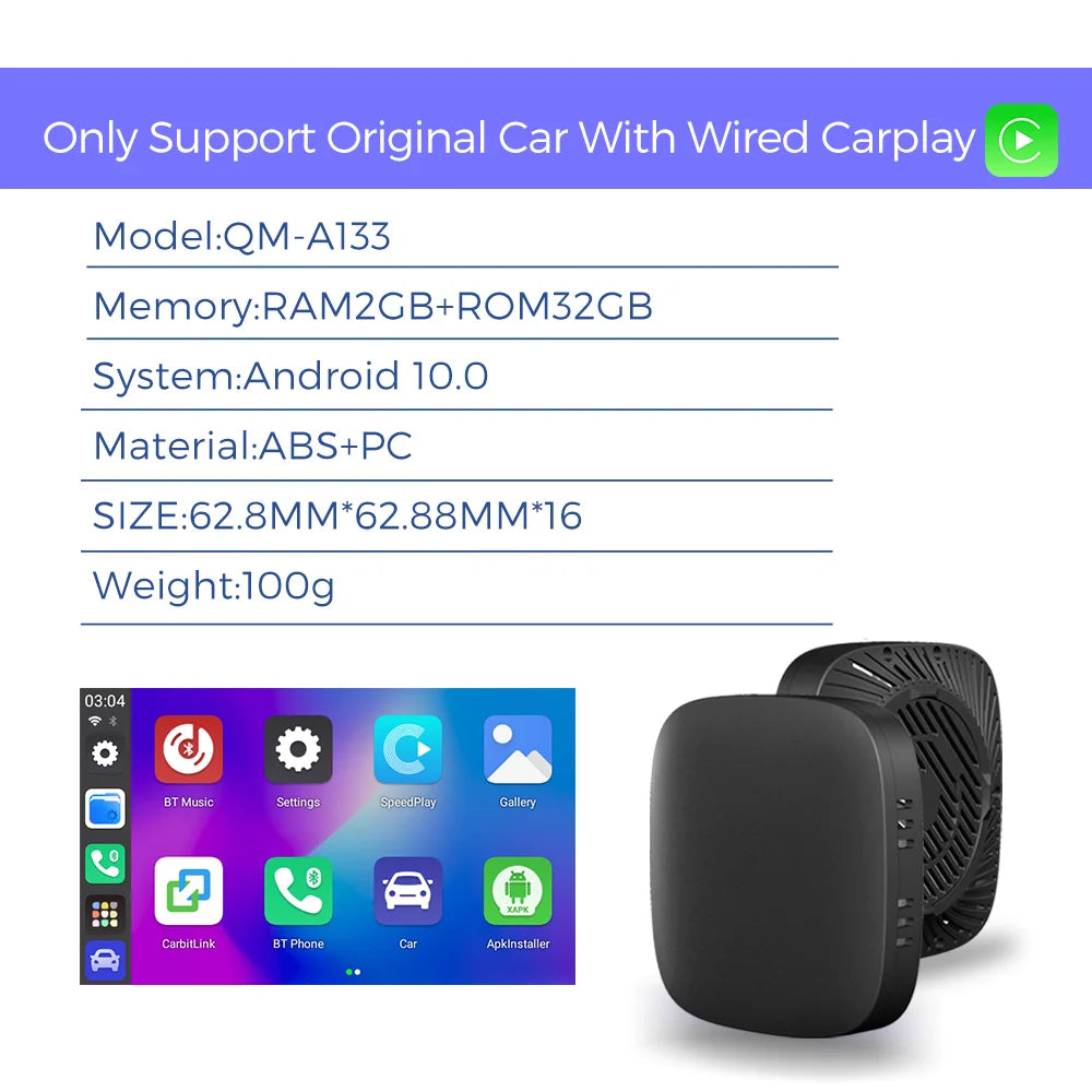 2024 Smart Ai Box Wireless Android Auto Carplay TV Box Car Intelligent System 10 2GB+32GB For Mazda Volvo Benz Toyota Kia Ford