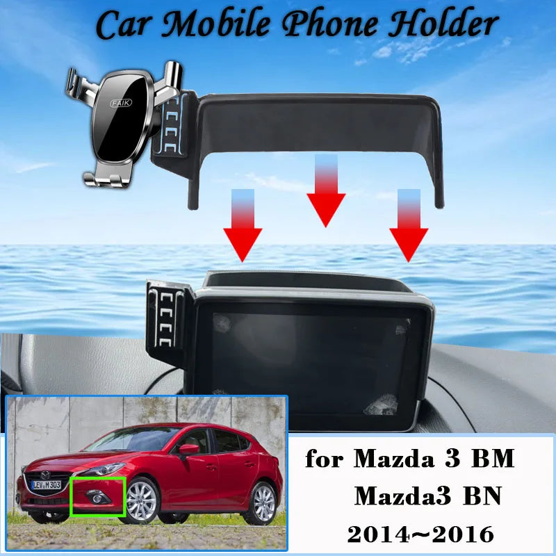 Mobile Phone Holder for Mazda 3 Mazda3 BM BN 2014 2015 2016 GPS Air Vent Clip Cell Stand Support Gravity Car Mount Accessories