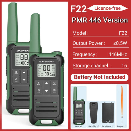 2pcs Baofeng F22 PMR FRS Walkie Talkie Type-c Charging Portable Mini Communication Radio Profesional Two Way Radio For Camping