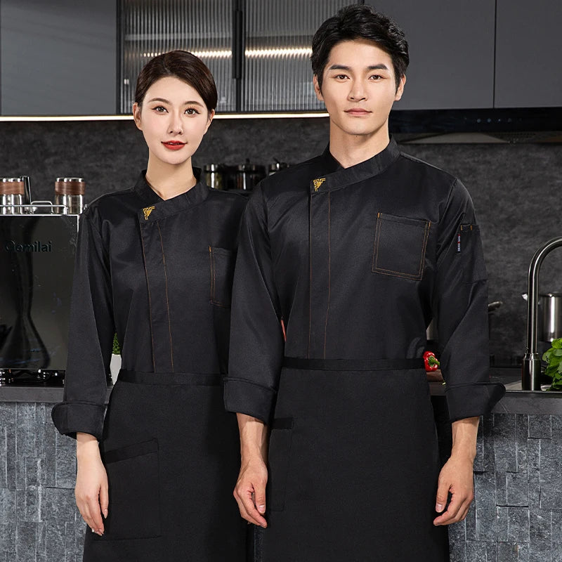 Chef coat long sleeve men chef jacket waiter T-shirt chef uniform restaurant chef coat Bakery Breathable Cooking clothes logo