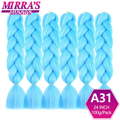 24inch Jumbo Braids Synthetic Hair For Box Braid Ombre Braiding Hair Extensions Three Tone Black Brown Blue Pink Mirra’s Mirror