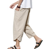 2023 Summer Men Chinese Style Cotton Linen Harem Pants Men Streetwear Breathable Beach Pants Male Casual Calf-Lenght Trousers