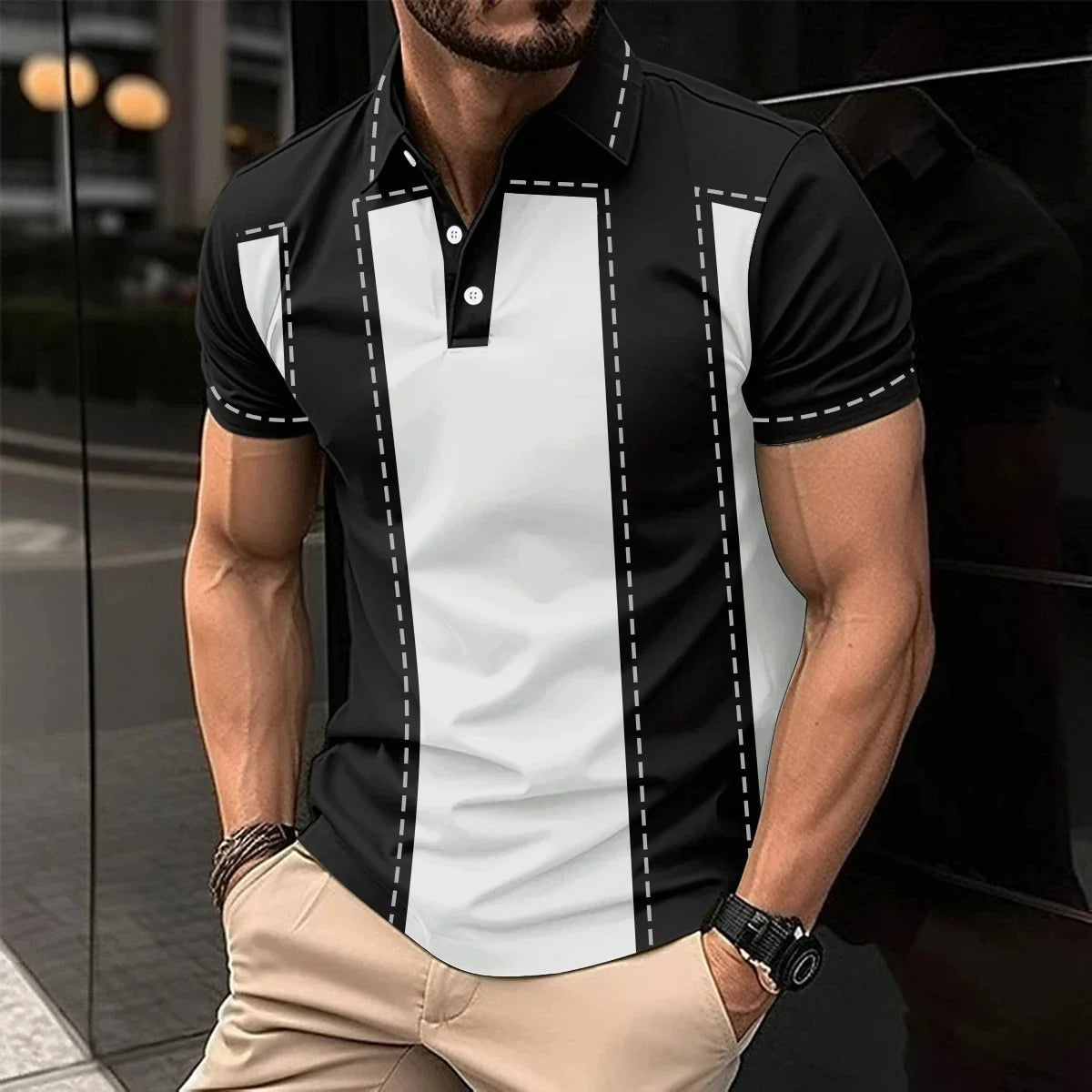 mens polo shirt new striped business polo shirt summer short sleeve tops peplum trend mens polo shirt oversized clothing