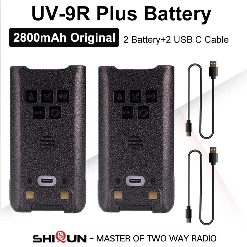 Baofeng UV-9R Battery USB C Charge 4800mAh Li-ion 7.4V UV-9R Pro UV-9G GMRS-9R UV-9R Plus BF-T57 Walkie Talkie Accessory 2800mAh