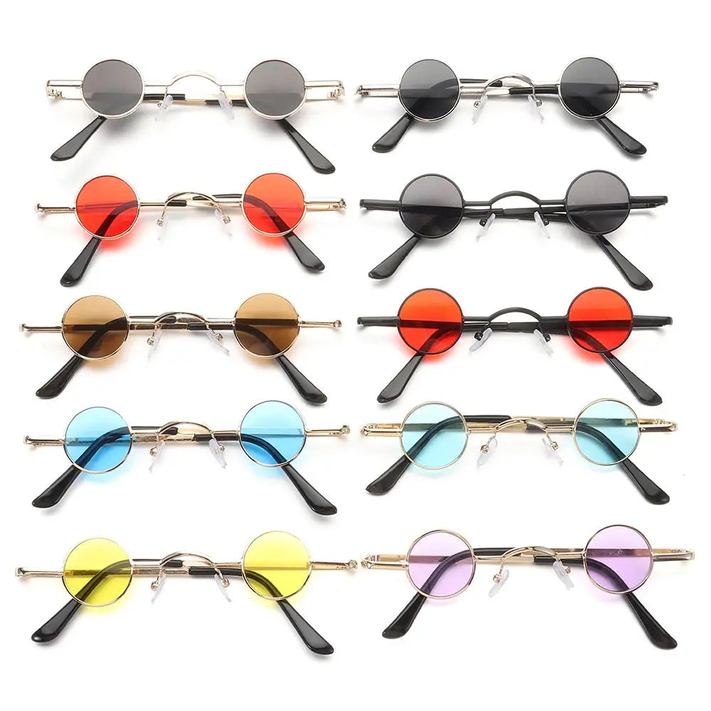 Ins Trendy Small Round Sunglasses Women Men Fashion Classic Metal Frame Shades Hip Hop Punk Sun Glasses Candy Color Sunglasses