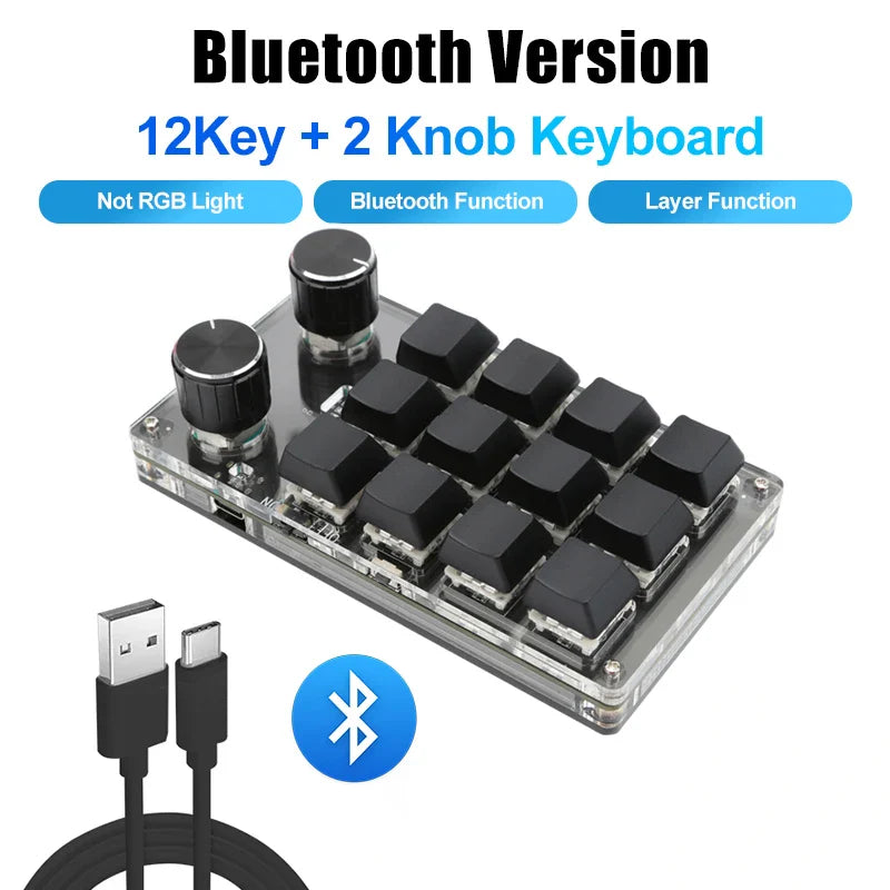 Macro Programming Keyboard Bluetooth USB Backlit 2.4G Wireless One Key Shortcut Photoshop Hotswap Red Switch Mechanical Keypad