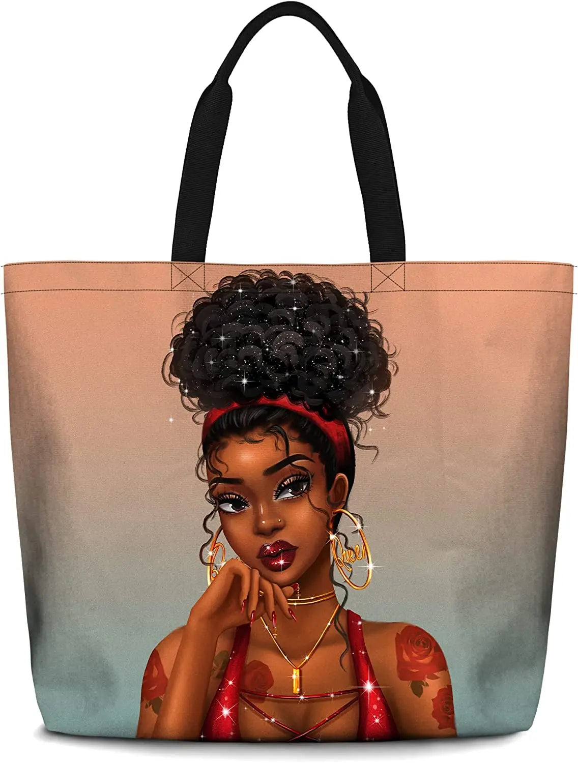 Women Tote Bags African American Women Satchel Handbags Black Girl Magic Shoulder Bag Large Capacity For Gym Travel Shopping