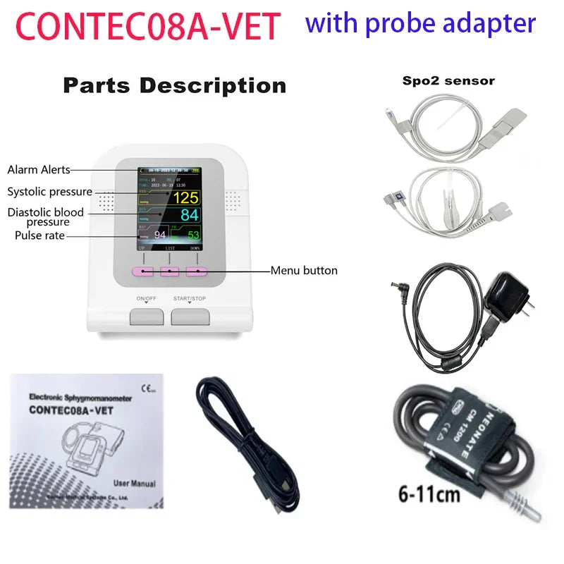 CONTEC08a Vet Animal Blood Pressure Detector Can Be Equipped With Blood Oxygen Function Probe And Cuff Of Various Sizes