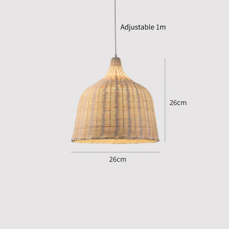 Classical Bamboo Weaving Chandelier Lamp Handmade Pendant Light Hanging LED Ceiling Fixtures Rattan Woven Home Bedroom Decors