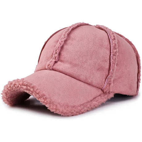 Dusty Pink Women Winter Hat Fleece Lined Faux Suede Baseball Cap Grey Lt.brown Men Cap