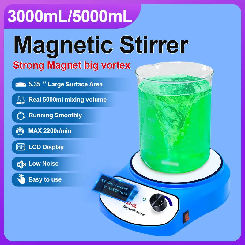 DXY LCD Digital Laboratory Magnetic Stirrer with two Stir Bar Home Mini Drink Sauces Coffee Mixer 3000/5000ml Vortex Equipment