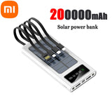 Xiaomi Solar Power Bank 200000mAh Solar Battery Large Capacity Two-way Fast Charging Built-in Cable Power Bank External Battery