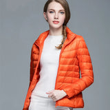 New Women's Winter Coat Light Down Jacket White Duck Down Jacket Long Sleeve Warm Coat Parka Female Solid Portable Outerwear