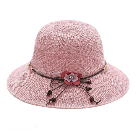 Bow Flowers Straw Hat Sweet Foldable Beach Hat Wide Brim Elegant Bucket Hat Sunscreen Outdoor Casual Sun Cap Women All Match