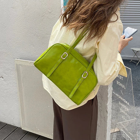 Vintage PU Leather Women Tote Handbag High Quality Fashion Shoulder Bag Large Capacity Chic Hobo Bag Designer Solid Underarm Bag