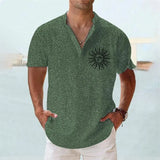 Summer Men Henley Shirt Short Sleeve Tops 3d Sun Graphic Clothing Fashion Designer Apparel Streetwear Mens Hawaiian Shirts 2023