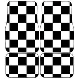 Checkerboard Car Mats Auto Parts Rubber Floor Mats Custom 4PCS Car interior graphic print checkered square feet