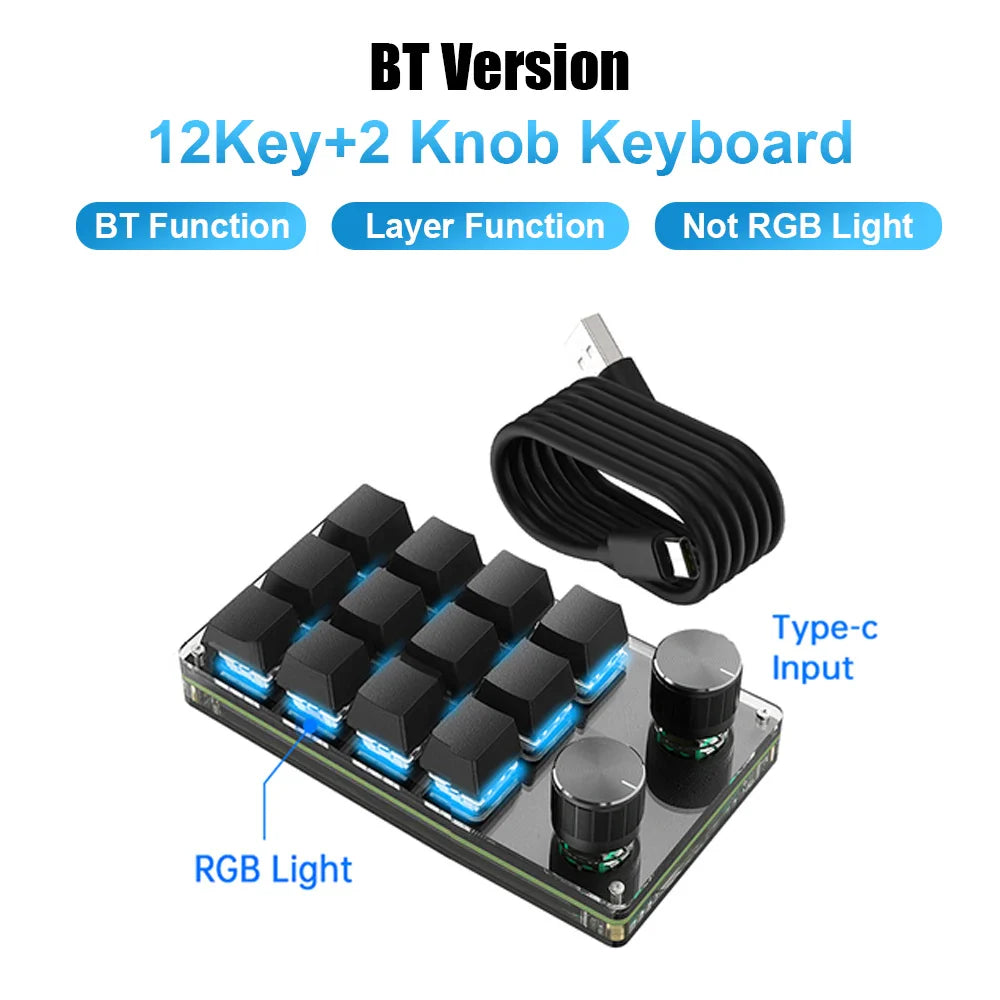 Programming Macro Custom Knob Keyboard RGB 3 Key Copy Paste Mini Button Photoshop Gaming Keypad Mechanical Hotswap Macropad