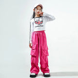 Jazz Dance Children's Trendy Autumn Street Dance Hiphop Training Dress Girl Model Naked Navel Walking Show Performance Dress