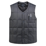 White Duck Down Vest Men Lightweight Autumn Winter Warm Padded Sleeveless Jacket Male Black Golf Fashion Casual Button Waistcoat