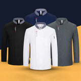 Men Long Sleeve Chef uniform Restaurant chef jacket with apron Cook Coat Chef T-shirt Work Uniform Waiter Hotel Clothes Logo