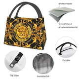 Custom Golden Lion And Damask Ornament Lunch Bags Men Women Warm Cooler Insulated Lunch Boxes for Picnic Camping Work Travel