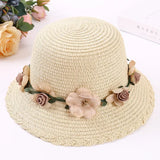 Wreath Straw Hats Summer Sun Hat Ladies Elegant Hat Female Vintage Hats Straw Beach Hats Flower String Woman Hat