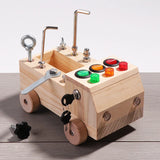 Children's Wooden LED Switch Busy Board Disassembly and Assembly Screws and Nuts Tool Car Montessori Early Education Puzzle Toy