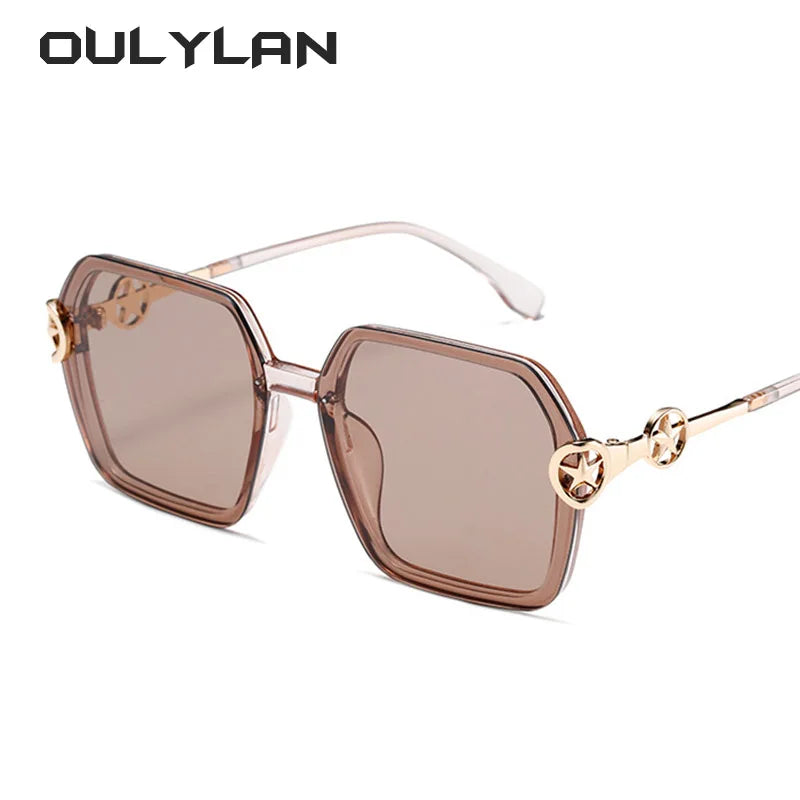 Oulylan New Business Men’s Sunglasses Metal Frame Square Goggles Gradient Eyewear UV Protection Vintage Sunglasses Women