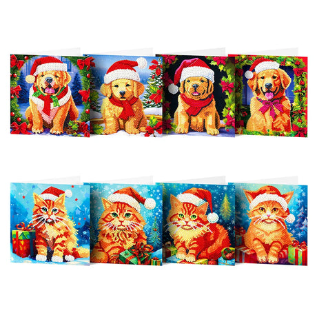 20/16/12/8pcs Christmas Cards Diamond Painting Greeting Cards 5D Diamond Embroidery Diamond Mosaic Set New Year Christmas Gift