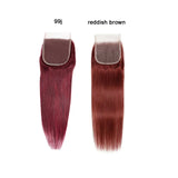 99J Straight Bundles With Closure Reddish Brown Straight Human Hair Bundles With 4x4 Closure Burgundy bundles with closure