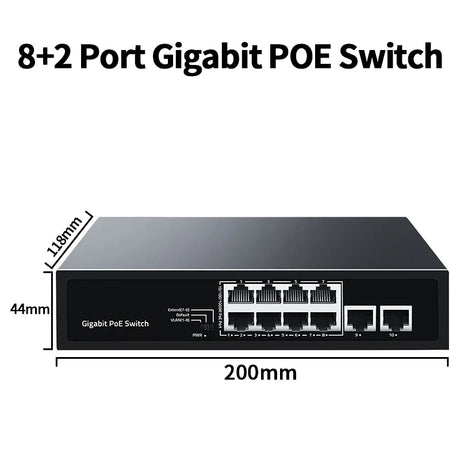LIANGUO 8 Port Gigabit POE Switch 2 Port 1000M Uplink Networking Switcher Hub Internet Splitter Plug and Play for Surveillance