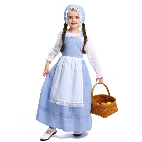 Kids Maid Dress Cosplay Kid Girl Fancy Pastoral Dress Grandmother Costume Colonial Stage Performance Halloween Carnival Costumes