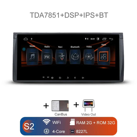 2G+32G Android 11.0 10.25" DSP IPS Car DVD Player GPS WIFI Bluetooth 5.0 RDS Radio For BMW M5 E39 X5 E53 Range Rover