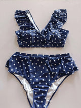 0XL - 4XL Polka Dots Bikini Large Size Swimwear Plus Size Women Swimsuit Female Two-pieces Bikini set Bather Bathing Suit V3745