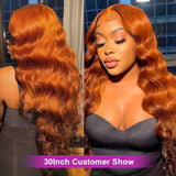 13x4 Body Wave Orange Ginger Lace Front Human Hair Wigs 30 Inch 13x6 Hd Glueless Pre Plucked Colored Lace Frontal Wig For Women