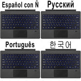 Backlit Keypad for Microsoft Surface Pro 3 4 5 6 7 8 9 X Go 1 2 3 Trackpad Wireless Magnetic Keyboard Arabic Ñ Korean AZERTY