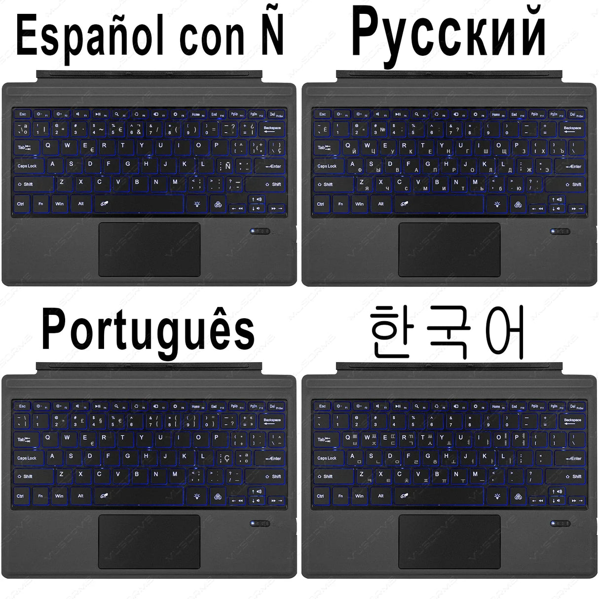 For Microsoft Surface Pro 3 4 5 6 7 8 9 Pro X Go 1 2 3 4 Keyboard Backlit Trackpad Wireless Arabic Russian Spanish Korean AZERTY