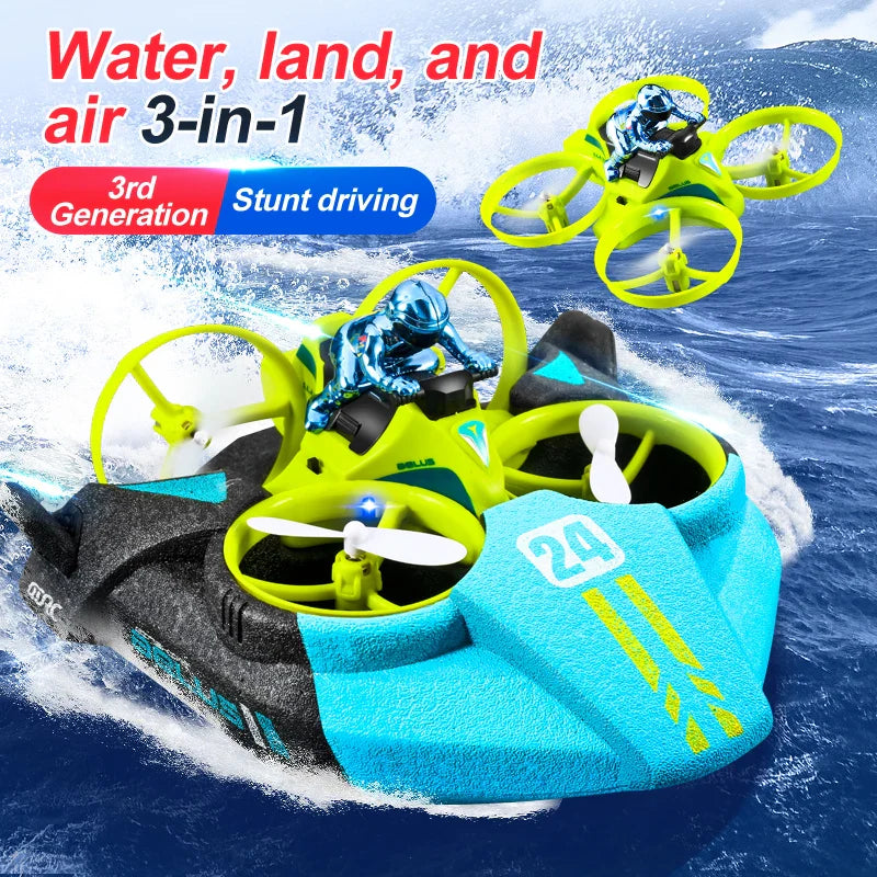 Mini Drone 3 In 1 Hovercraft 2.4g 4CH Remote Control RC Quadcopter Waterproof Outdoor Airplane Toy For Kids Aircraft Helicoptero