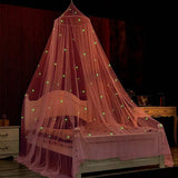 1 Set Convenient Bed Canopy Polyester Bedcover Curtain Glow-in-the-dark Protection Summer Girls Stars Bed Net Canopy